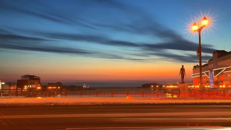 釧路の美しい夕日