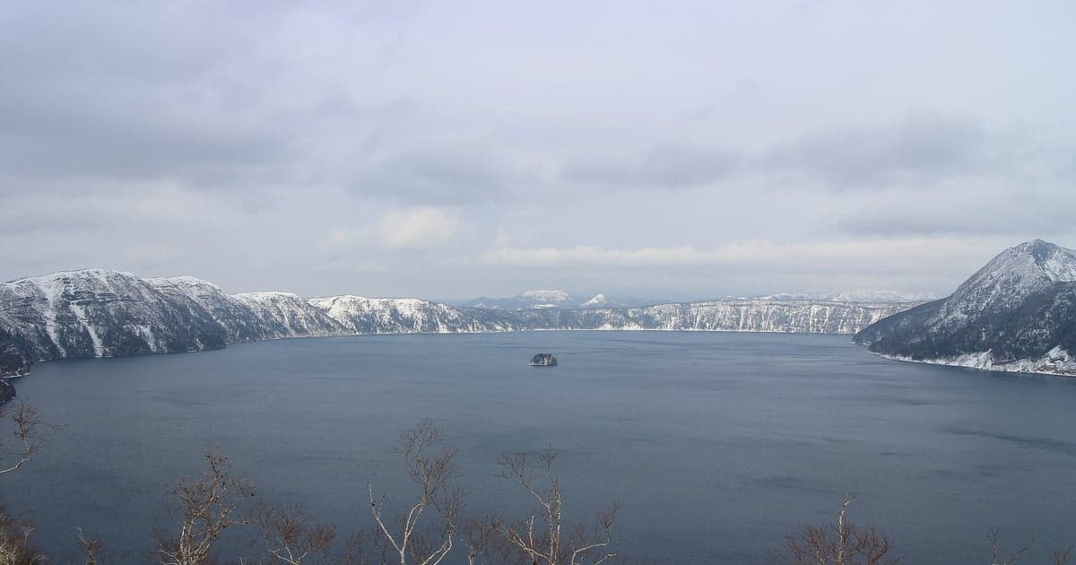 残雪の残る3月の釧路湿原とタンチョウ