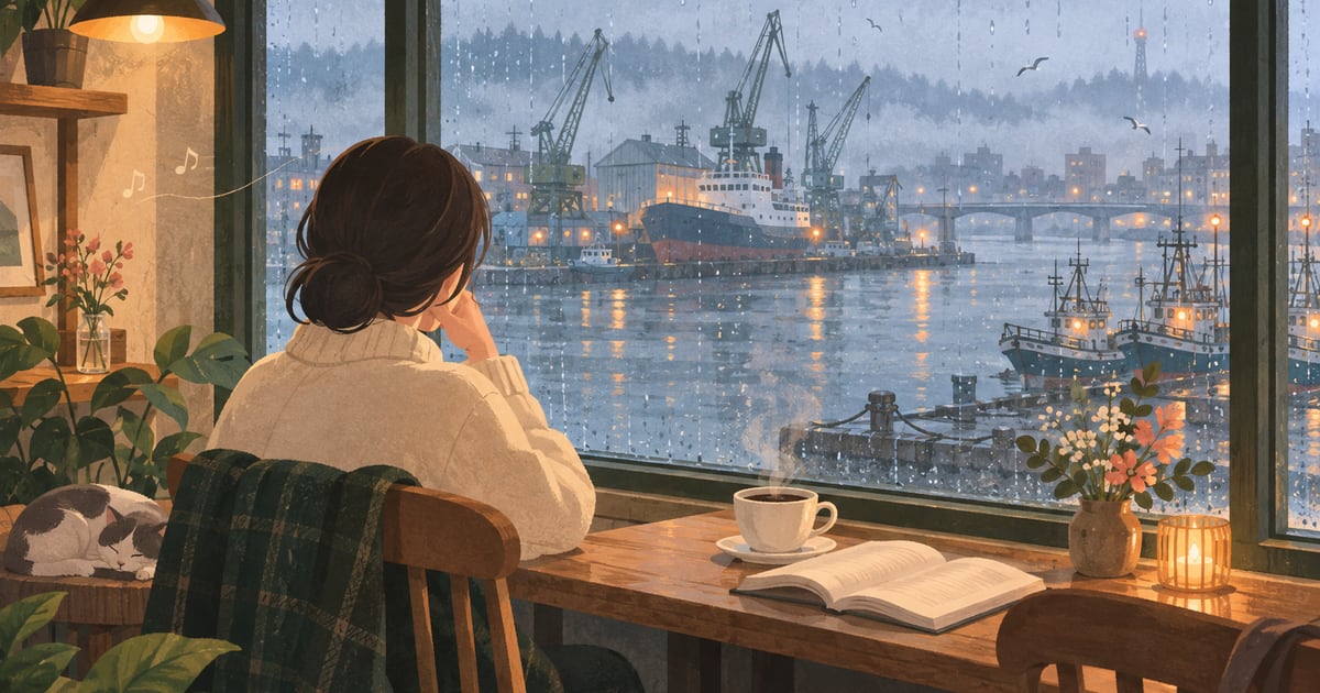 雨のサロン｜雨の喫茶店 幻想的 アートポスター 雨の日のカフェ インテリア 絵画 釧路の雨の日カフェ完全ガイド｜おこもり喫茶と港町の名店で過ごす特別